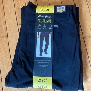 Mens black fleece lined pants. Brand new with tags. Eddie Bauer
